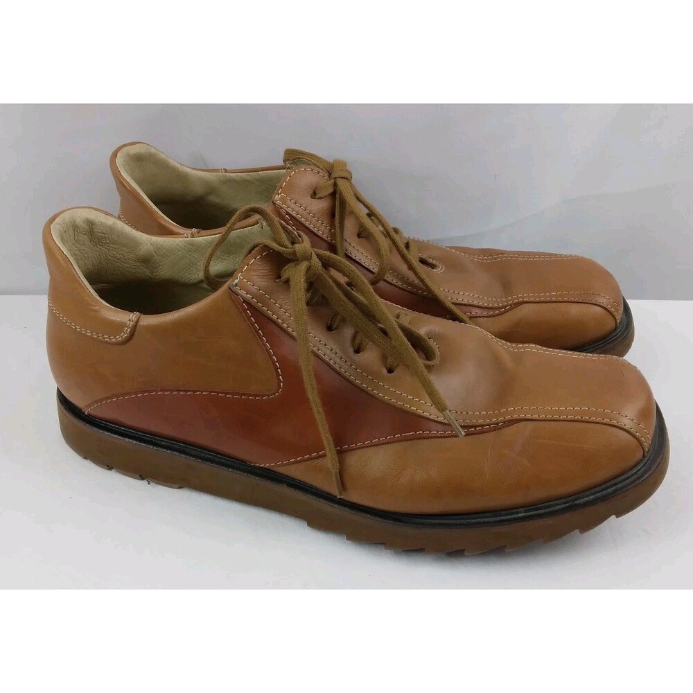 Kenneth Cole Reaction Brown Leather Lace Up Oxford 2 Tone Y2K Preppy Men's 12 - Picture 2 of 16